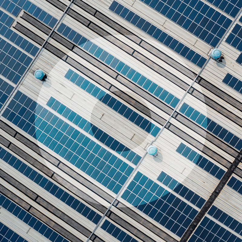 Birds eye view of commercial solar