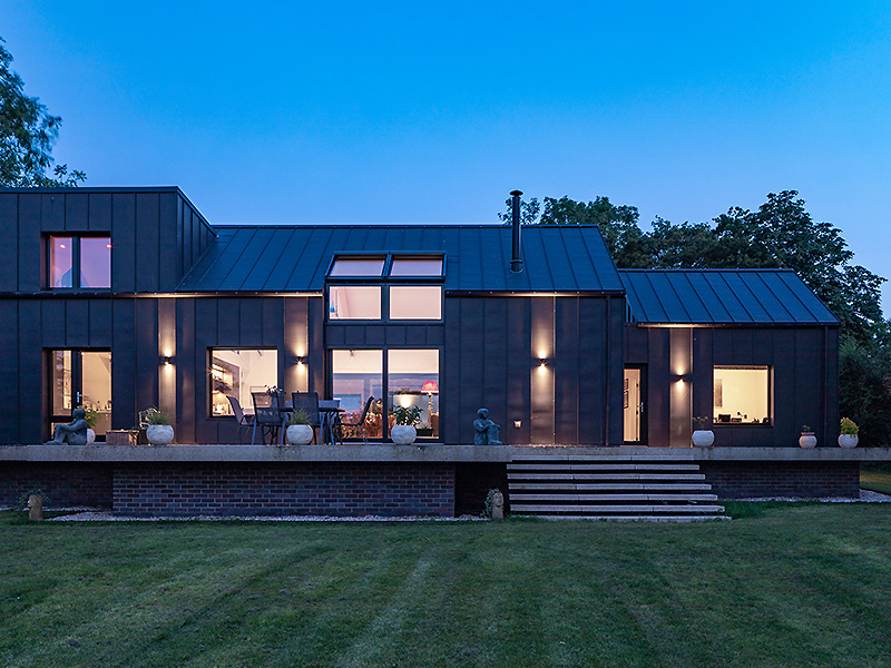 Passivhaus at dusk