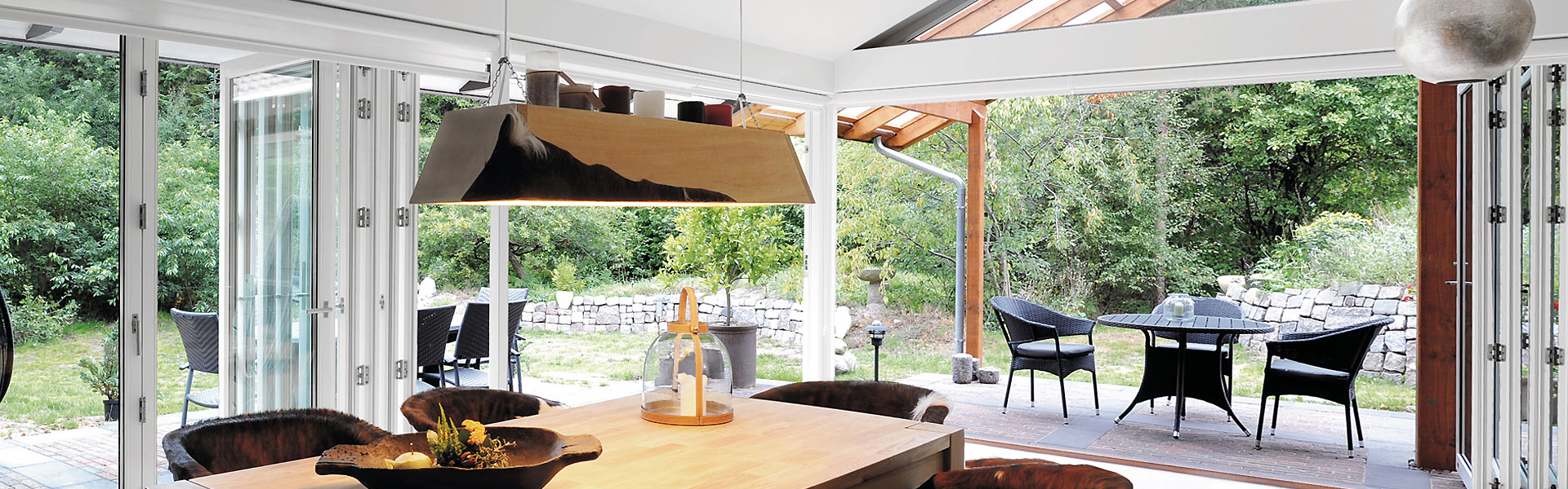 Internal bi-fold doors in a dining room