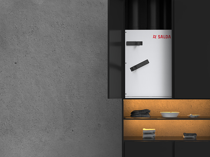 Salda MVHR system in cupboard